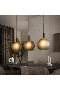 Hanglamp Baza 3-lichts glazen bollen frosted grijs