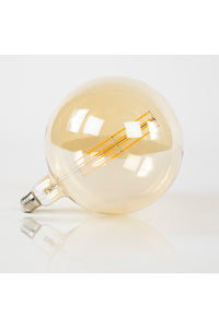LED lichtbron filament E27 bol met amberglas ø20 cm
