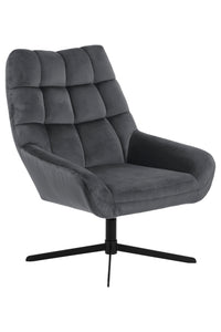 Draaifauteuil Grenaa in donker grijze velours stof