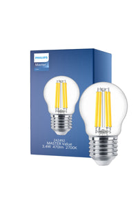 Philips master value E27 led filament kogel helder