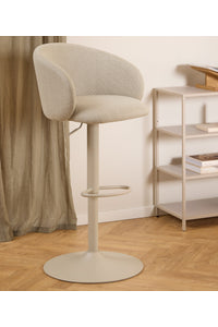 Barkruk Kolind in hoogte verstelbaar met beige stof en beige frame