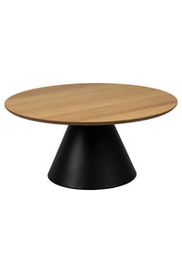 Salontafel Jerlev naturel eiken blad-zwart eiken poot Ø85 cm