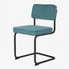 Brovst eetkamerstoel zwart frame ribstof turquoise