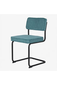 Brovst eetkamerstoel zwart frame ribstof turquoise