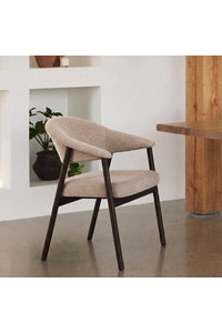Eetkamerstoel Elk met dark espresso frame en beige stof