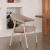 Eetkamerstoel Elk met wit eiken frame en beige stof