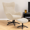 Fauteuil + hocker Hov in luxe crème stof