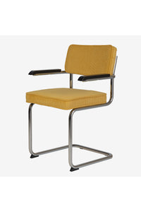 Brovst rib eetkamerstoel geel met armleuning