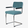 Brovst rib eetkamerstoel turquoise met armleuning