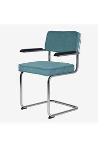 Brovst rib eetkamerstoel turquoise met armleuning