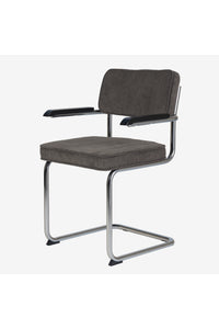 Brovst rib eetkamerstoel dark taupe met armleuning