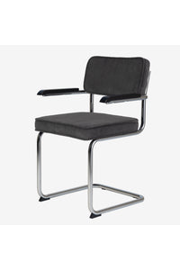 Brovst rib eetkamerstoel grijs met armleuning