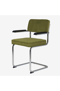 Brovst rib eetkamerstoel groen met armleuning