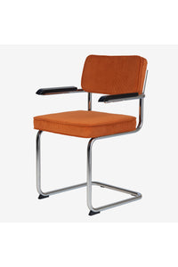 Brovst rib eetkamerstoel oranje met armleuning