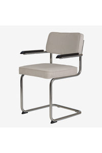 Brovst rib eetkamerstoel crème zandkleur met armleuning