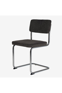 Fontas eetkamerstoel chroom - dark taupe ribstof