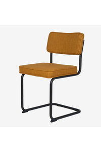 Brovst eetkamerstoel zwart buisframe gele stof