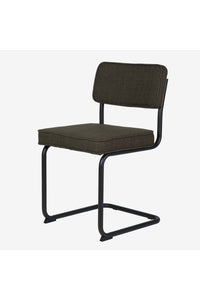 Brovst eetkamerstoel zwart buisframe olijf groene stof