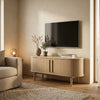 TV meubel Meta 140 cm wit eiken met schuifdeuren
