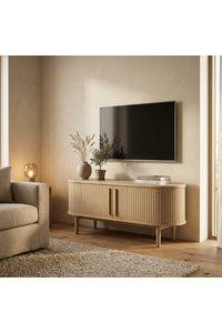 TV meubel Meta 140 cm wit eiken met schuifdeuren
