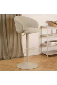 Barkruk Kolind in hoogte verstelbaar met beige stof en beige frame
