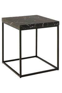 Bijzettafel Husum  40x40 cm met dik zwart marmerlook blad