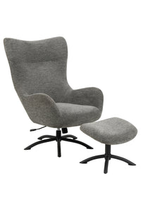 Fauteuil + hocker Hov in luxe grijze stof
