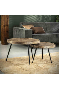 Ronde salontafel set Bielstein in metallic antiek brons