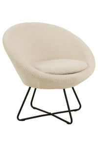 Fauteuil Hjerm in witte teddy stof