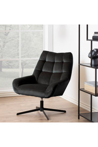 Draaifauteuil Grenaa in bruin/grijze velours stof