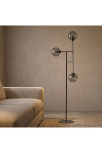 ETH Expo Trading vloerlamp Davina met 3 smoked glazen bollen