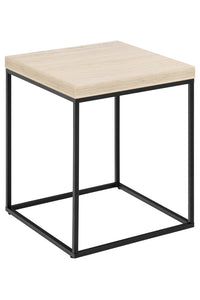 Bijzettafel Husum  40x40 cm met dik travertin look blad