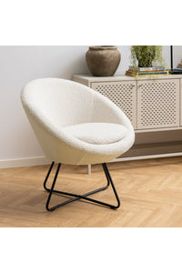 Fauteuil Hjerm in witte teddy stof