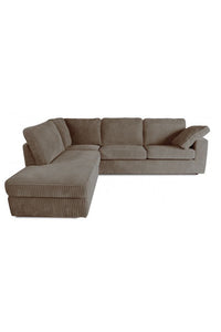 Hornell ribstof hoekbank longchair links+2,5-zits bruin
