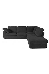 Hornell rib hoekbank 2,5-zits+longchair rechts zwart