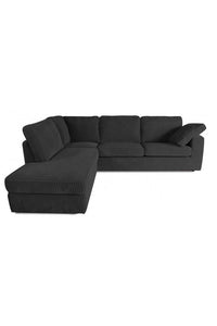 Hornell rib hoekbank longchair links+2,5-zits zwart