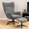 Fauteuil + hocker Hov in luxe grijze stof