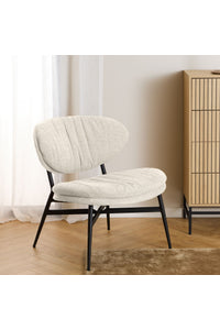Fauteuil Korning beige stof met zit en rug in schaalvorm