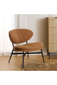 Fauteuil Korning terracotta stof met zit en rug in schaalvorm