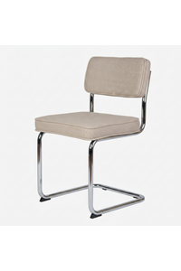 Rupert eetkamerstoel chroom buisframe beige stof