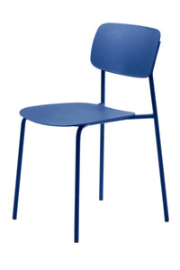 Eetstoel Kirkland kobalt blauw frame en kunststof zit/rug