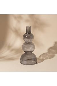 Present time kandelaar layered circles glas zwart